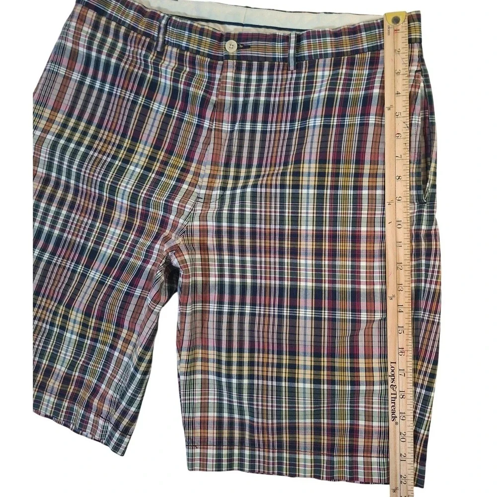 Polo Ralph Lauren Mens Plaid‎ Shorts Size 36 Multicolor Cotton Madras Flat Front